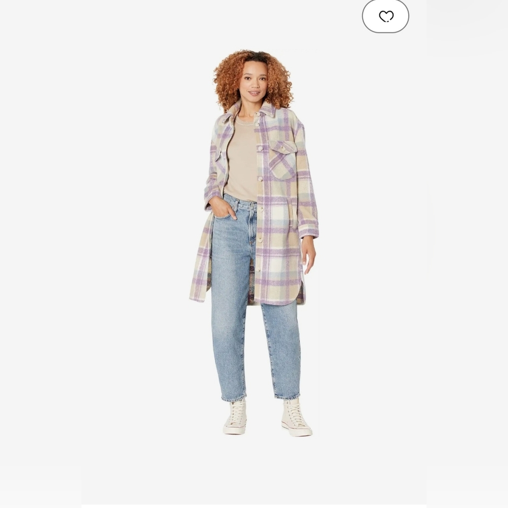 BlankNYC plaid jacket size SMALL. Blue, lavender, tan.
